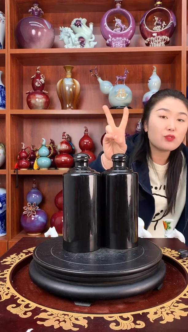 瓷1斤装黑酒坛空酒坛2个