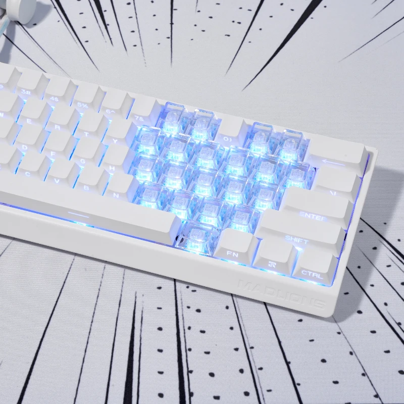 爱心纯白无字透光键帽原厂高度适配wooting 美甲师 迈从磁轴键盘