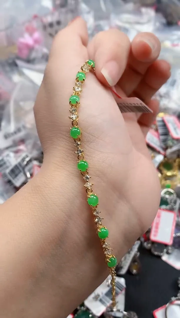 银S925镶嵌戒指翡翠天然A货缅甸翡翠