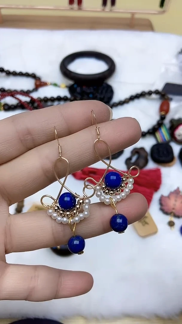 【闪购商品】青金石耳饰未镶嵌A19SDGDGSD