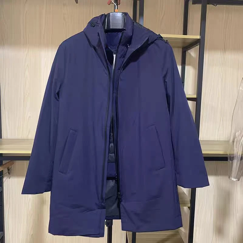 潮流时尚两件套拼接可拆卸白鹅绒中长款羽绒服1630(C5-8）