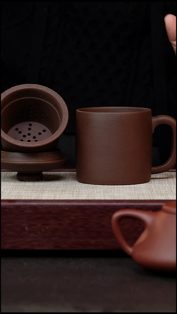 茶杯紫砂紫泥三件套小款