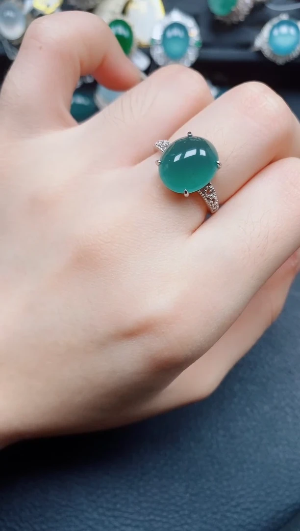 银S925镶嵌戒指翡翠翡翠