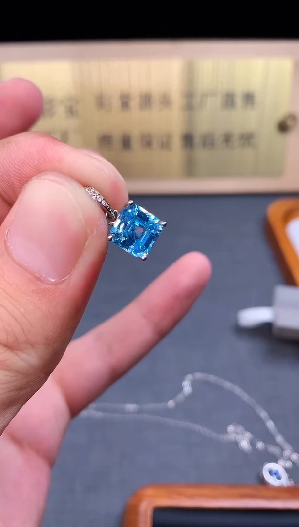 海蓝宝石颈饰银S925镶嵌5432