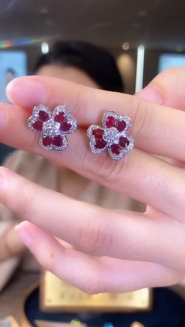 【闪购商品】红宝石耳饰银S925镶嵌09