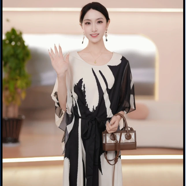 连衣裙2025年女士春夏洋气时尚气质优雅中长款显瘦连衣裙ZB135