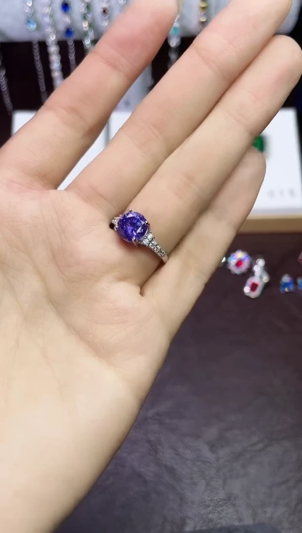 合金合成钻石紫宝戒指