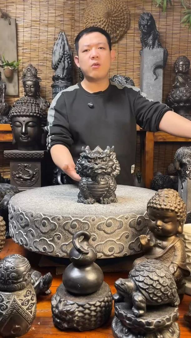 石材20萌麒麟宝宝天然青石雕刻