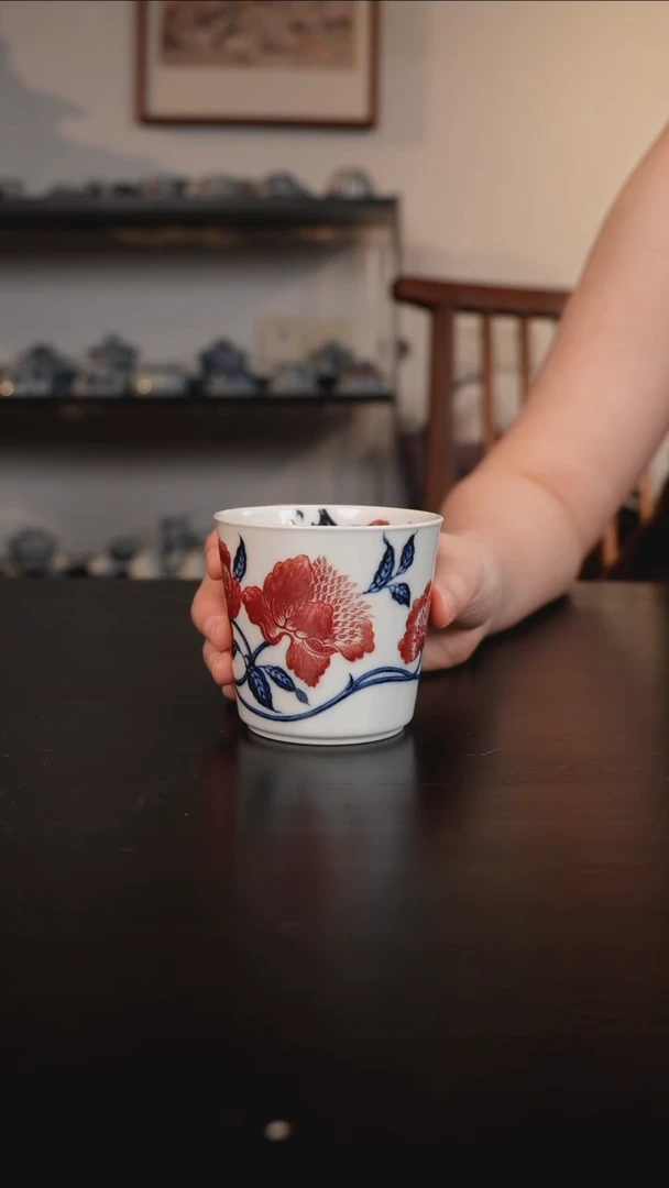 勤义堂青花釉里红可乐杯