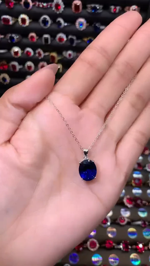 【闪购商品】蓝宝石吊坠(赠链)银S925镶嵌1012