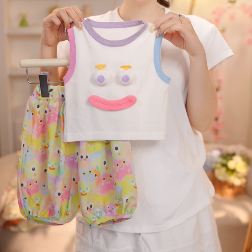 【046】2024年夏季新款小童可爱搞怪立体大嘴冰丝套装