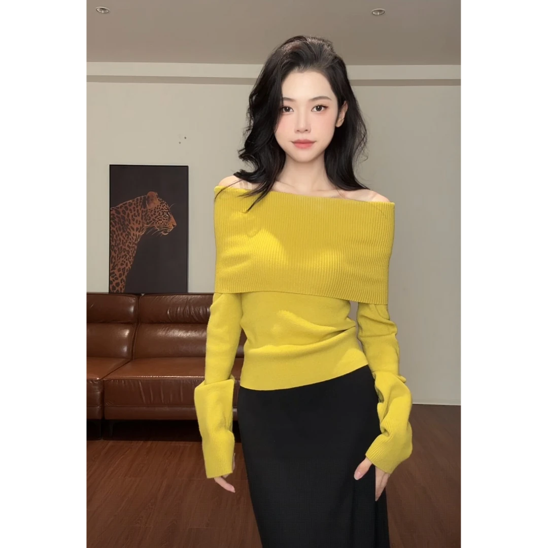 ZOUYASHIFA  高领漏肩两穿气质针织衫长袖 YSA89251