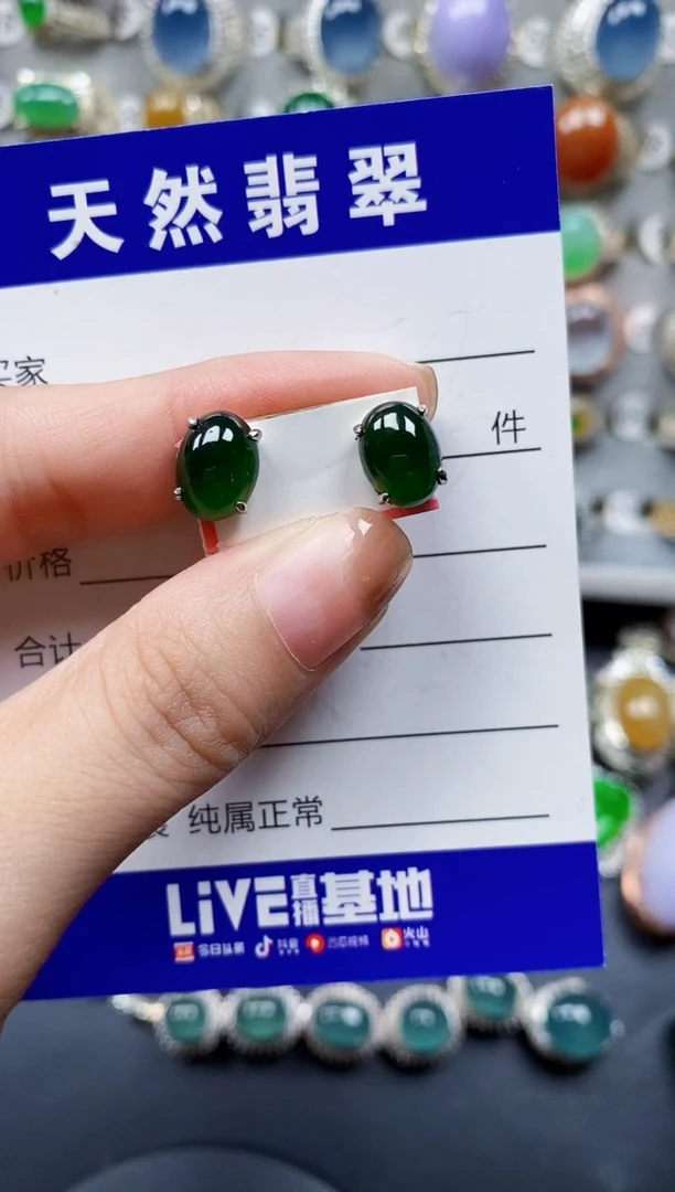 翡翠银S925镶嵌耳饰0137