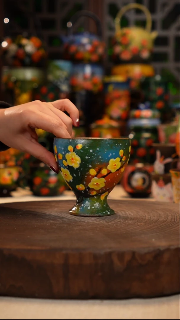 紫砂油画手绘釉下彩