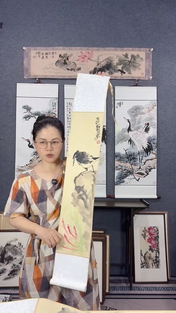国画110*17吴铁成手绘卷轴