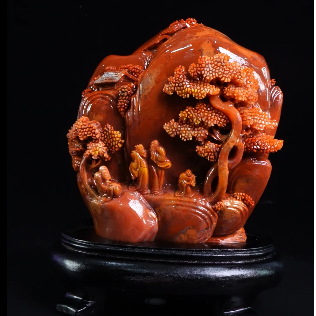 15寿山石高山石松下雅聚摆件1888.3克13x7x15.5