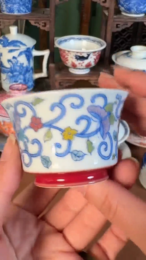 杯子陶景德镇手工手绘柴窑茶具U229