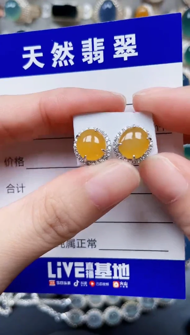 银S925镶嵌翡翠耳饰123