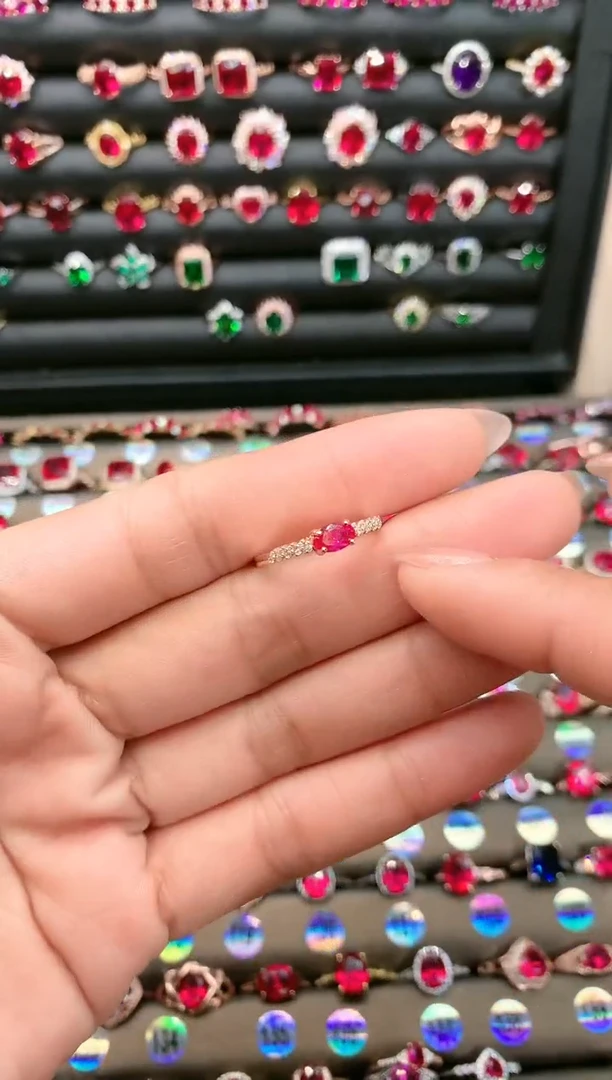 【闪购商品】红宝石戒指银S925镶嵌玫瑰金