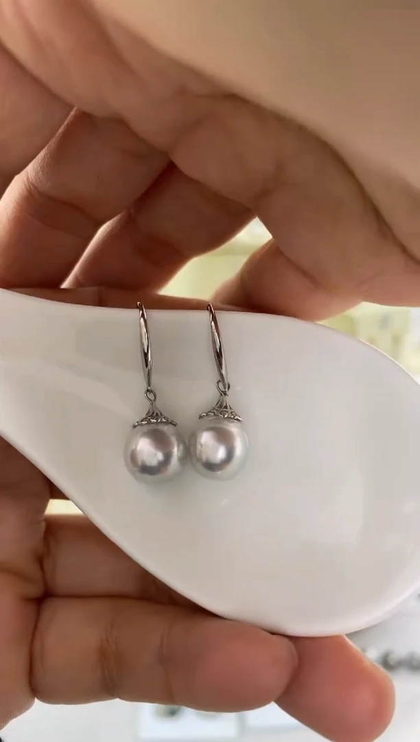 【闪购商品】海水珍珠耳饰银S925镶嵌澳白巴洛克