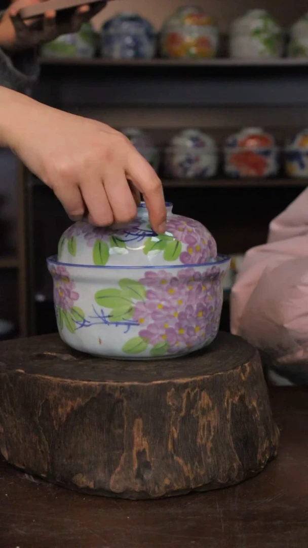 【闪购商品】椿野6.5寸锤纹炖盅（紫绣球）C227