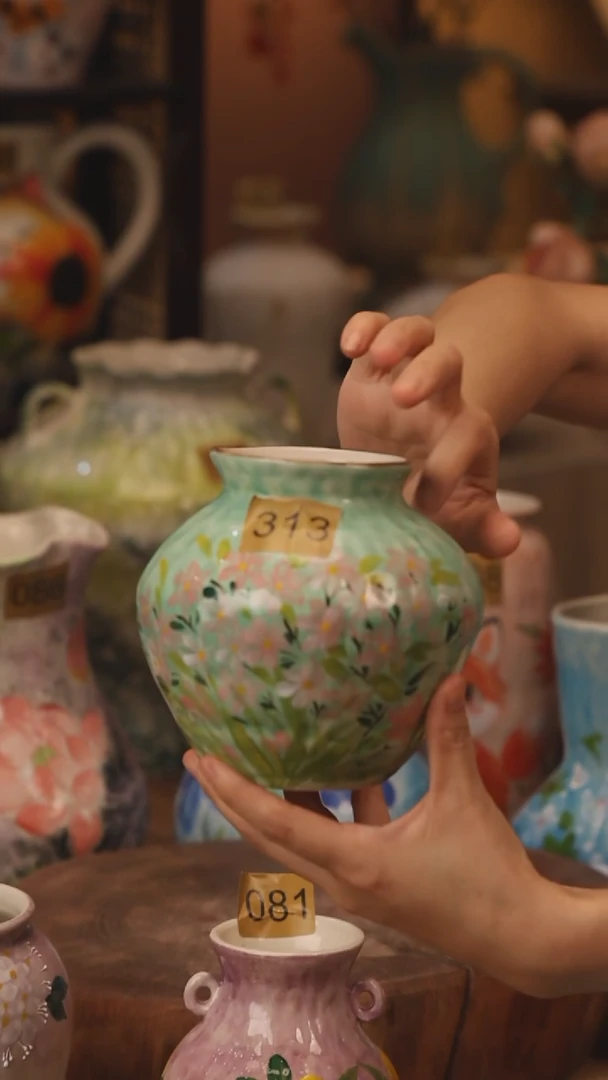 陶瓷313景德镇设计师手作花器摆件侘寂风