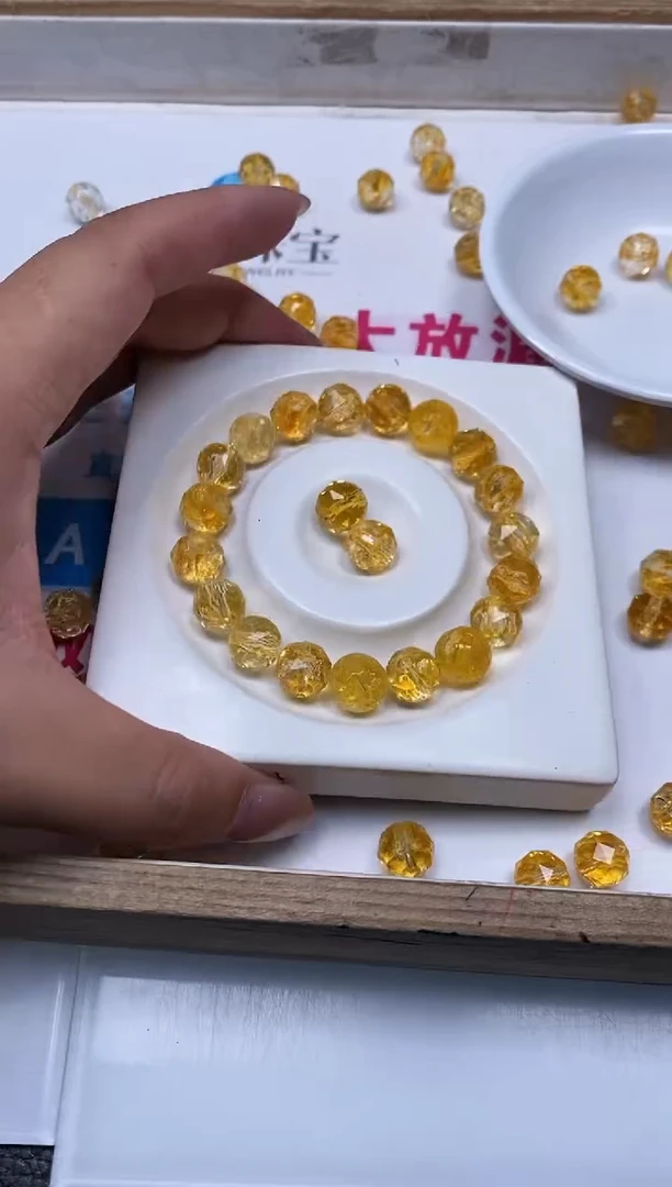 散珠未镶嵌水晶D797 黄阿赛切面10mm10个15元