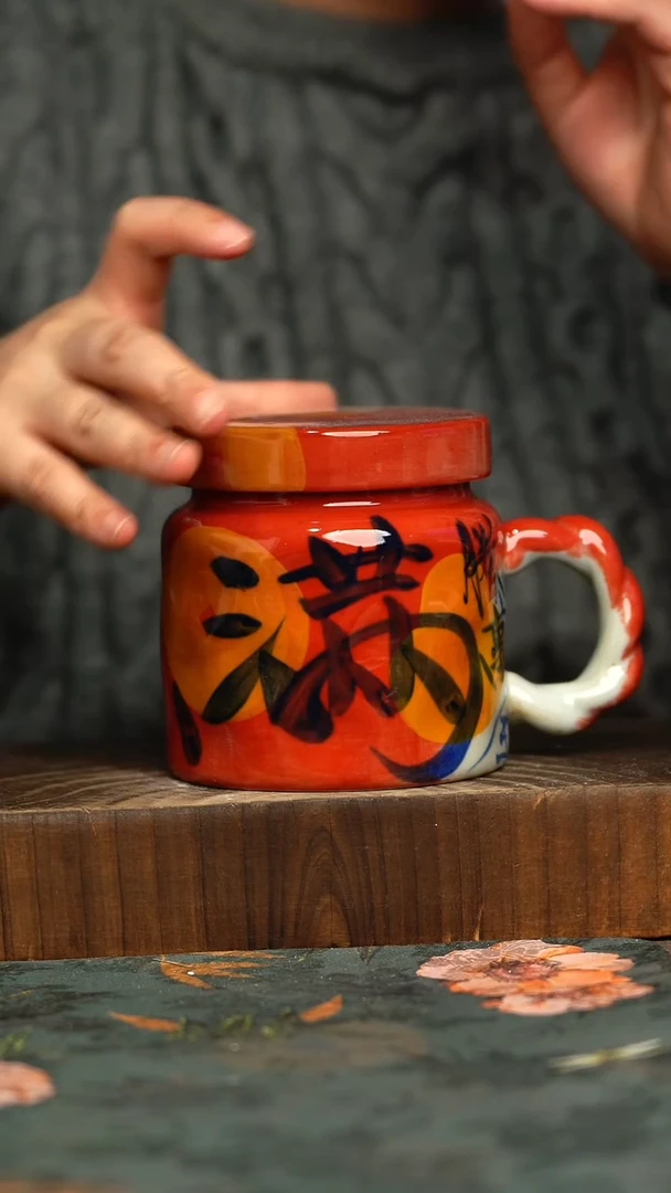 杯釉下彩手工手绘同款陶器