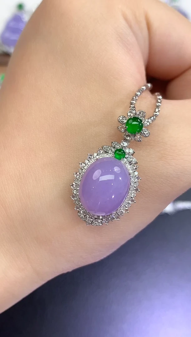 吊坠(不含链)18K金镶嵌翡翠86-吊坠