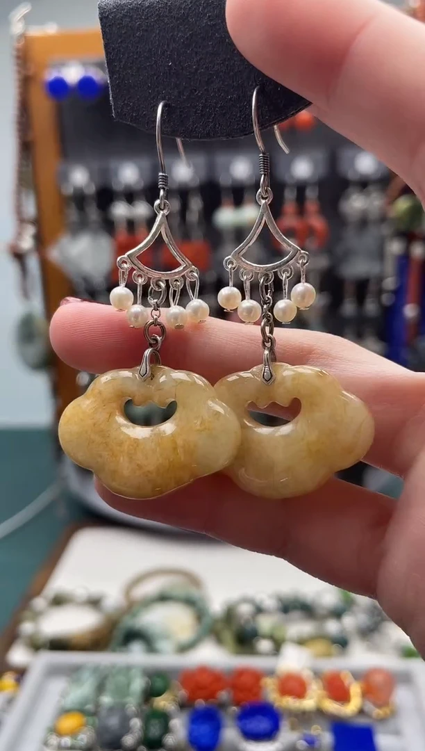 【闪购商品】翡翠耳饰银S925镶嵌饰品