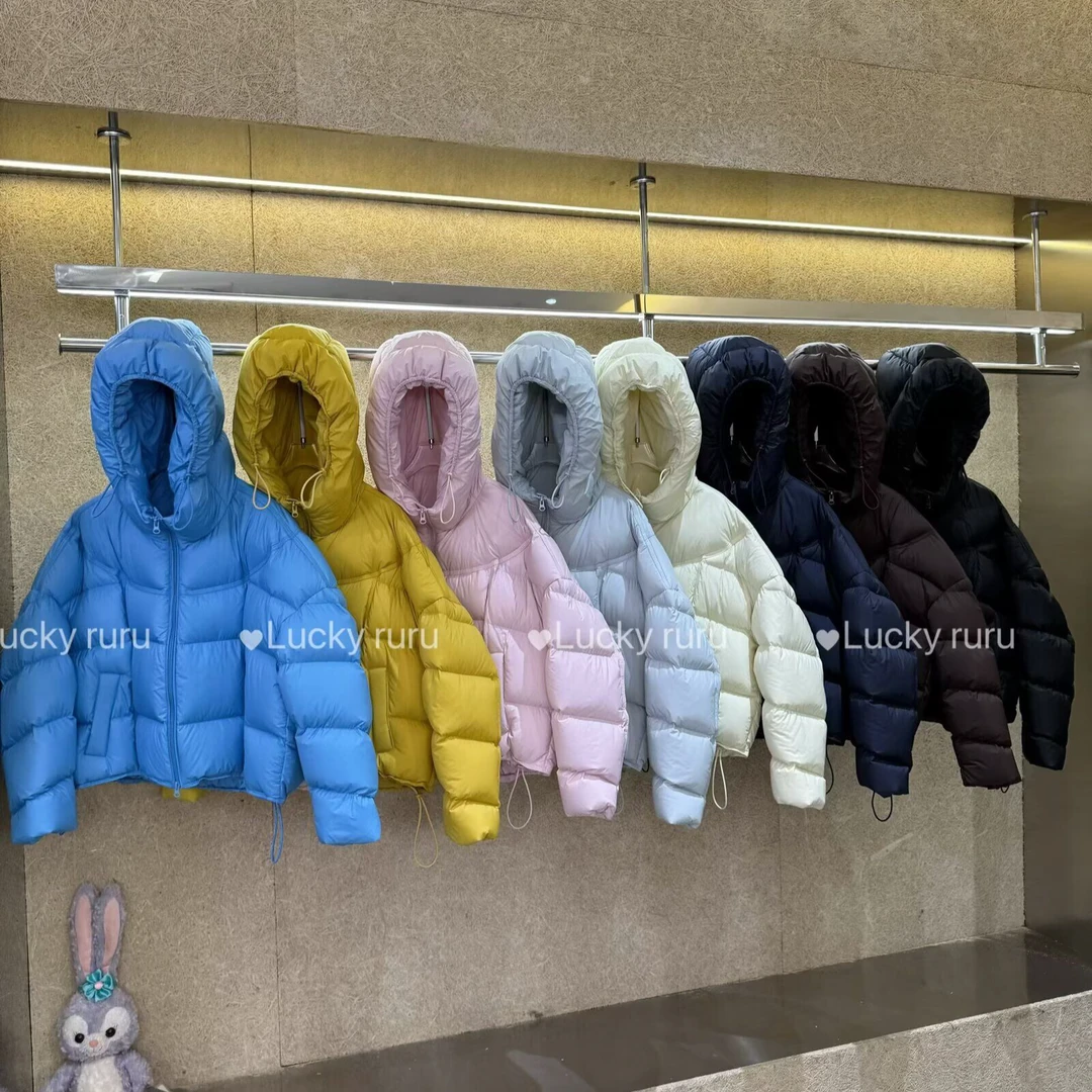 【lucky】连帽龟背短款羽绒服女2025新款柔软简约小个子面包外套