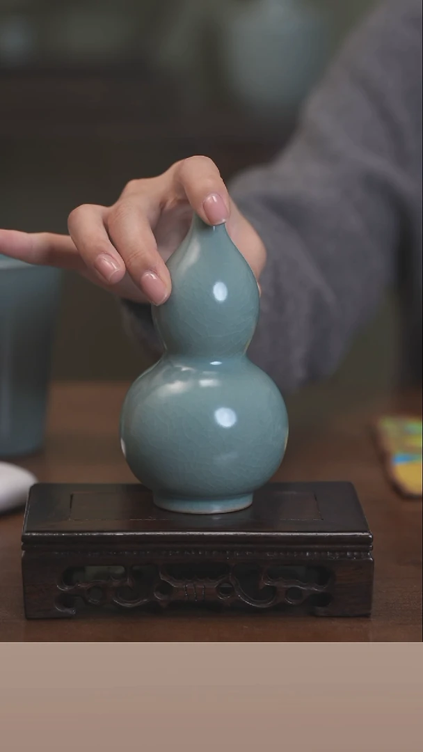 【闪购商品】清凉寺原产地仿古釉手工汝瓷葫芦摆件