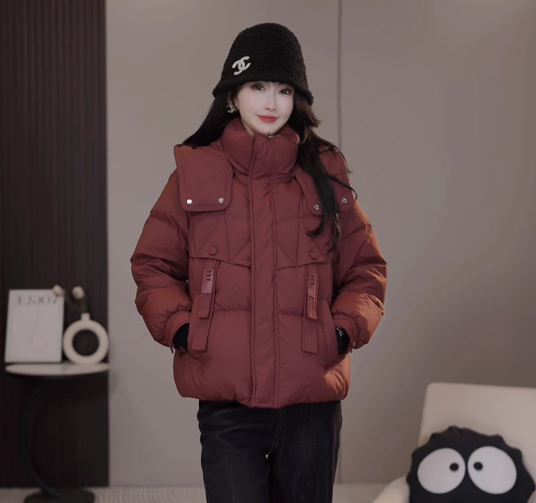 【阿紫专属】羽绒服2024年新品时尚百搭加厚鸭绒保暖连帽外套60