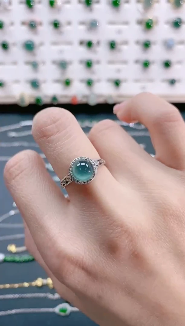 【闪购商品】翡翠戒指银S925镶嵌天然翡翠