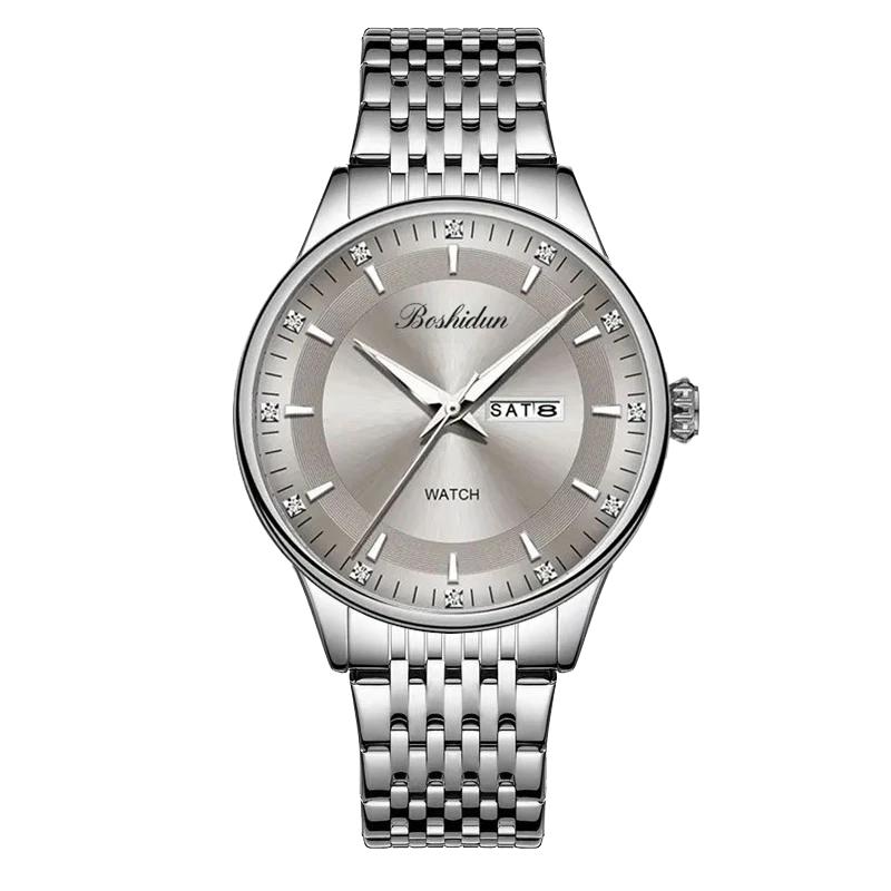 【灰盘】时尚轻奢嘉年华蝶飞高级灰双日历防水夜光男士手表9122G