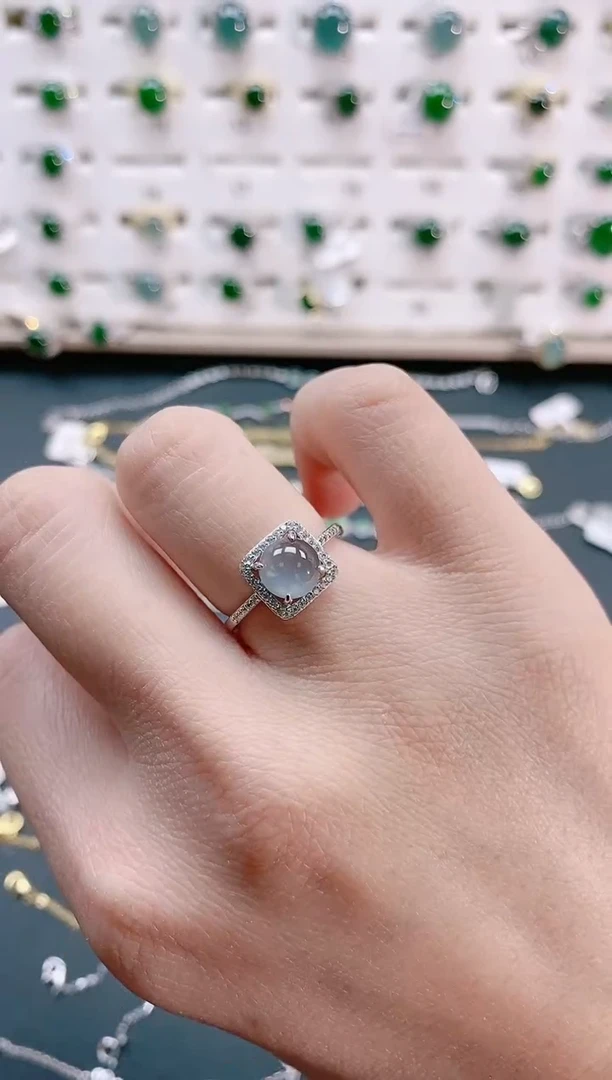 【闪购商品】翡翠戒指银S925镶嵌天然翡翠