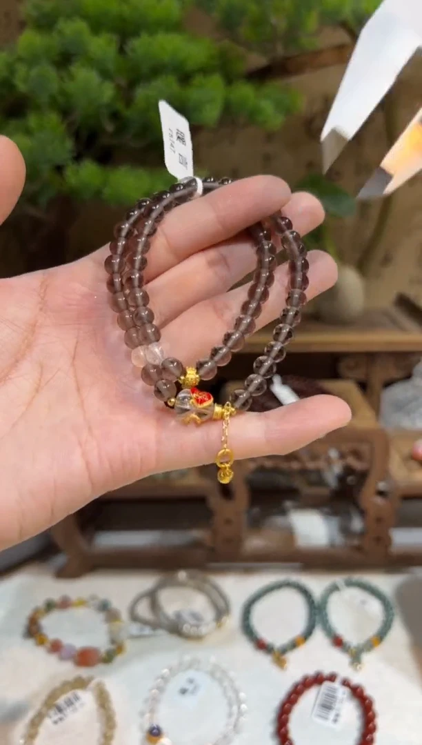 未镶嵌黑曜岩手链手饰@@