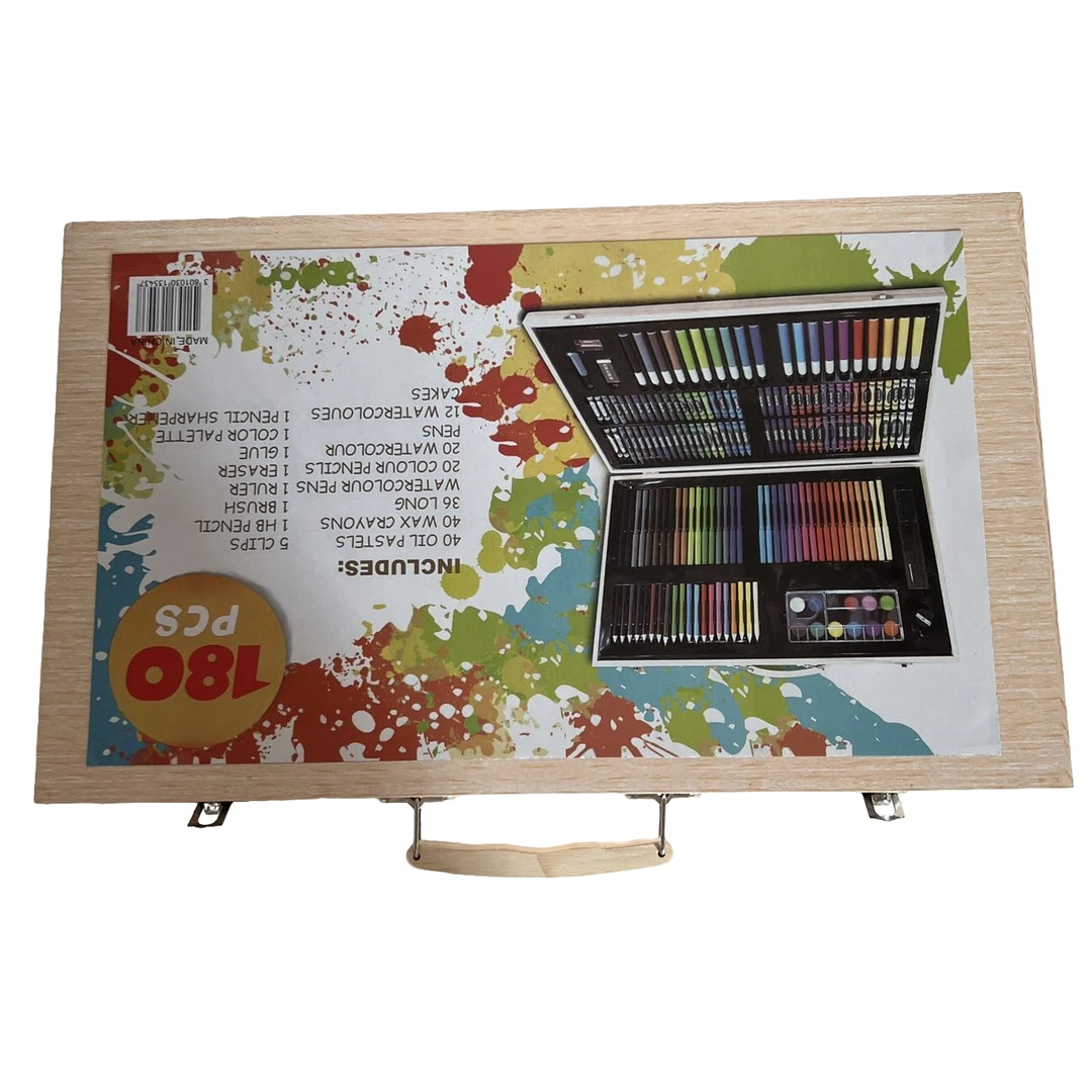 儿童画笔套装180件套木盒礼盒