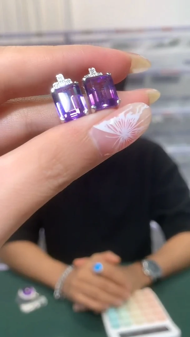 银S925镶嵌耳饰紫晶【宝石世家严选】