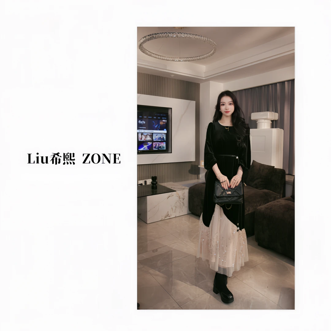 【钻石星空】设计师款拼接亮片气质显瘦秋冬时尚小众连衣裙黑色