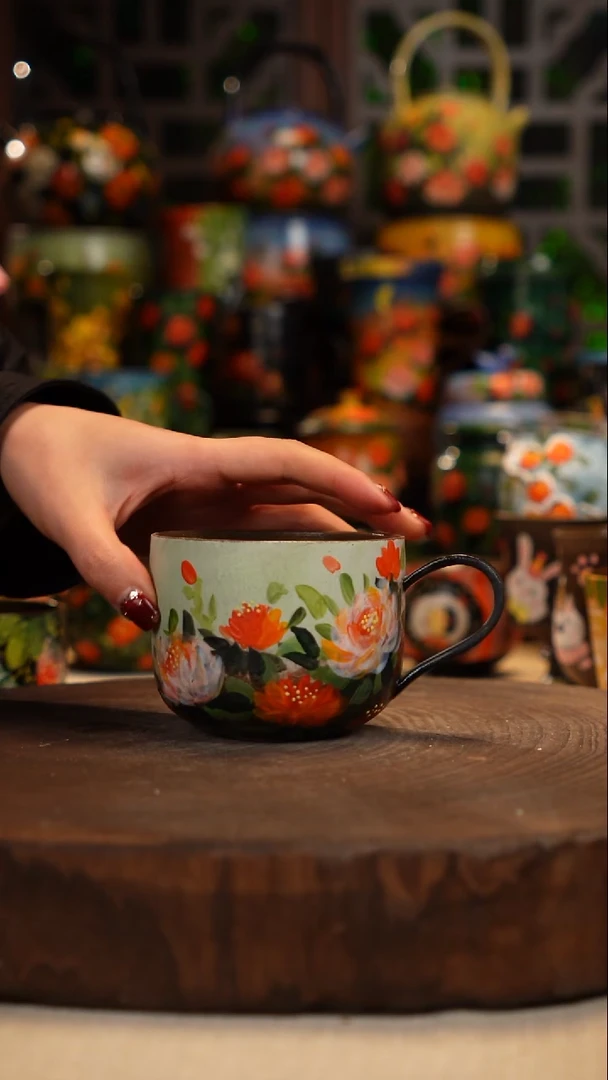 紫砂 油画手绘釉下彩