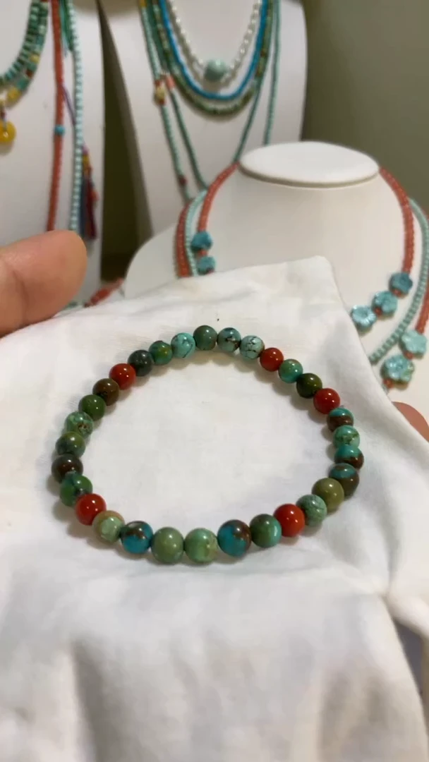 未镶嵌绿松石珠宝奇石5.8mm多宝手串