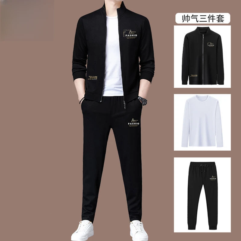 男士高档休闲运动套装春季春秋季新款时尚两件套帅气潮流套装外套