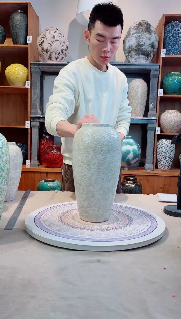 瓶陶瓷花瓶 无花 茶白大号