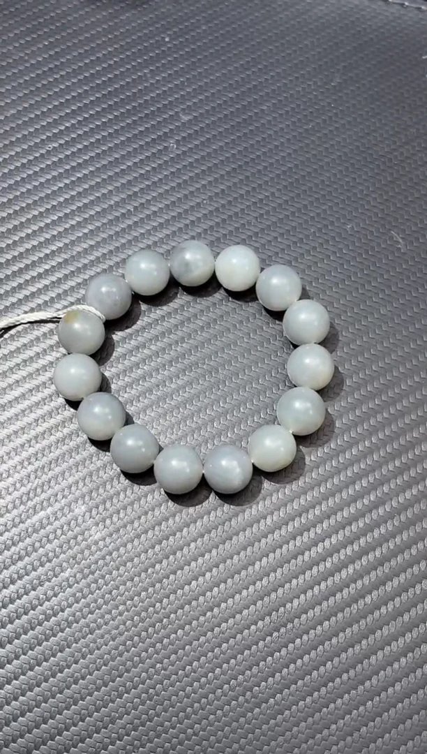 未镶嵌手串和田玉（子料）散墨微色差青花卡14手串