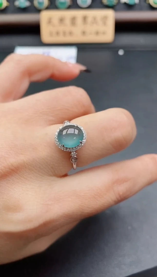 银S925镶嵌戒指翡翠1