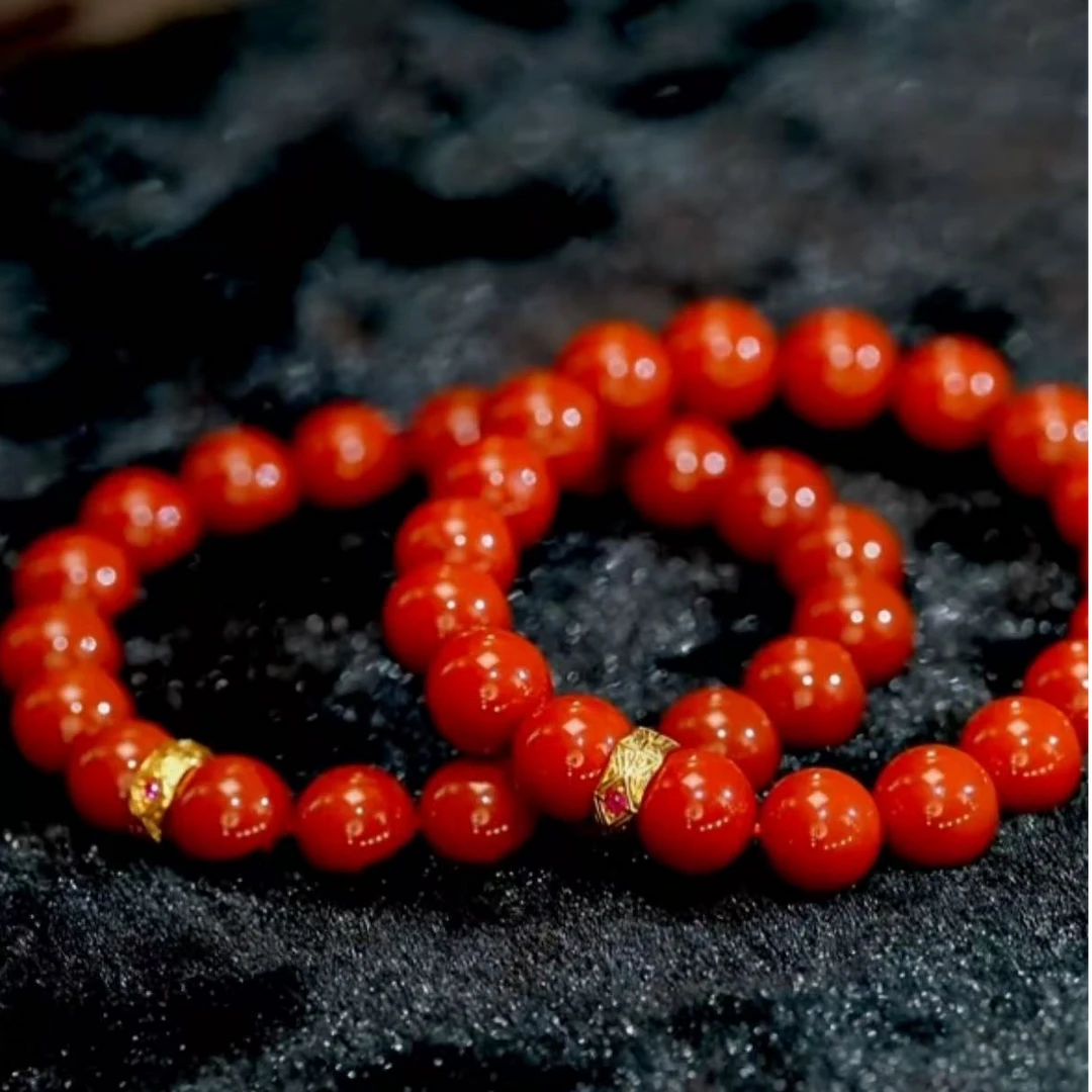 【逍遥】18K南红玛瑙圆珠手串*777/0217/多样性发/1件