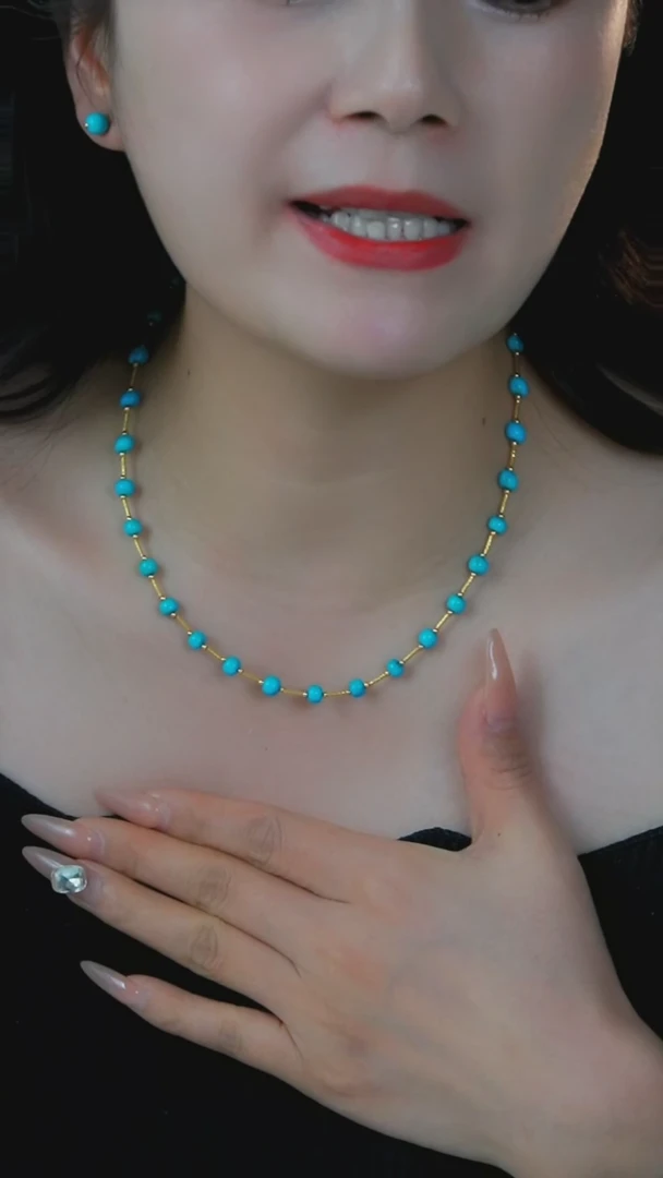 【闪购商品】绿松石项链18K金镶嵌发货一件