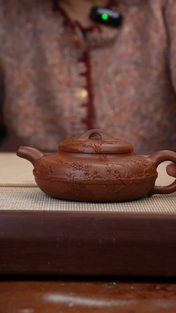 茶壶紫砂微微暇小煤窑朱泥线圆手工泥绘通转梅花251C