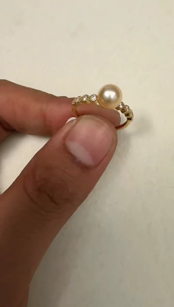 银S925镶嵌戒指海水珍珠戒指